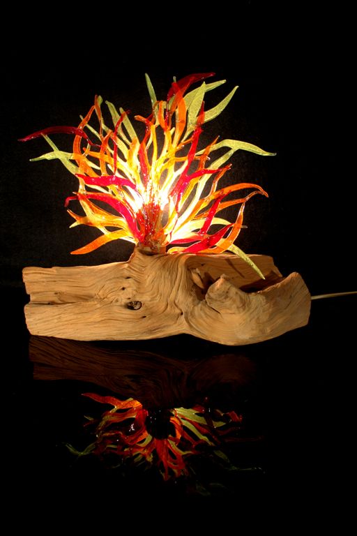 Lampade in ginepro e vetrofusion